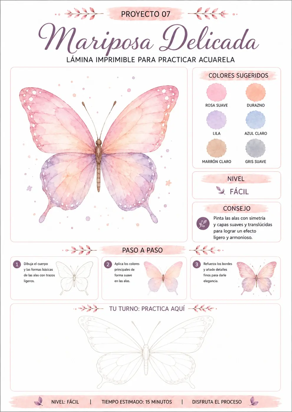 Lámina imprimible Mariposa delicada