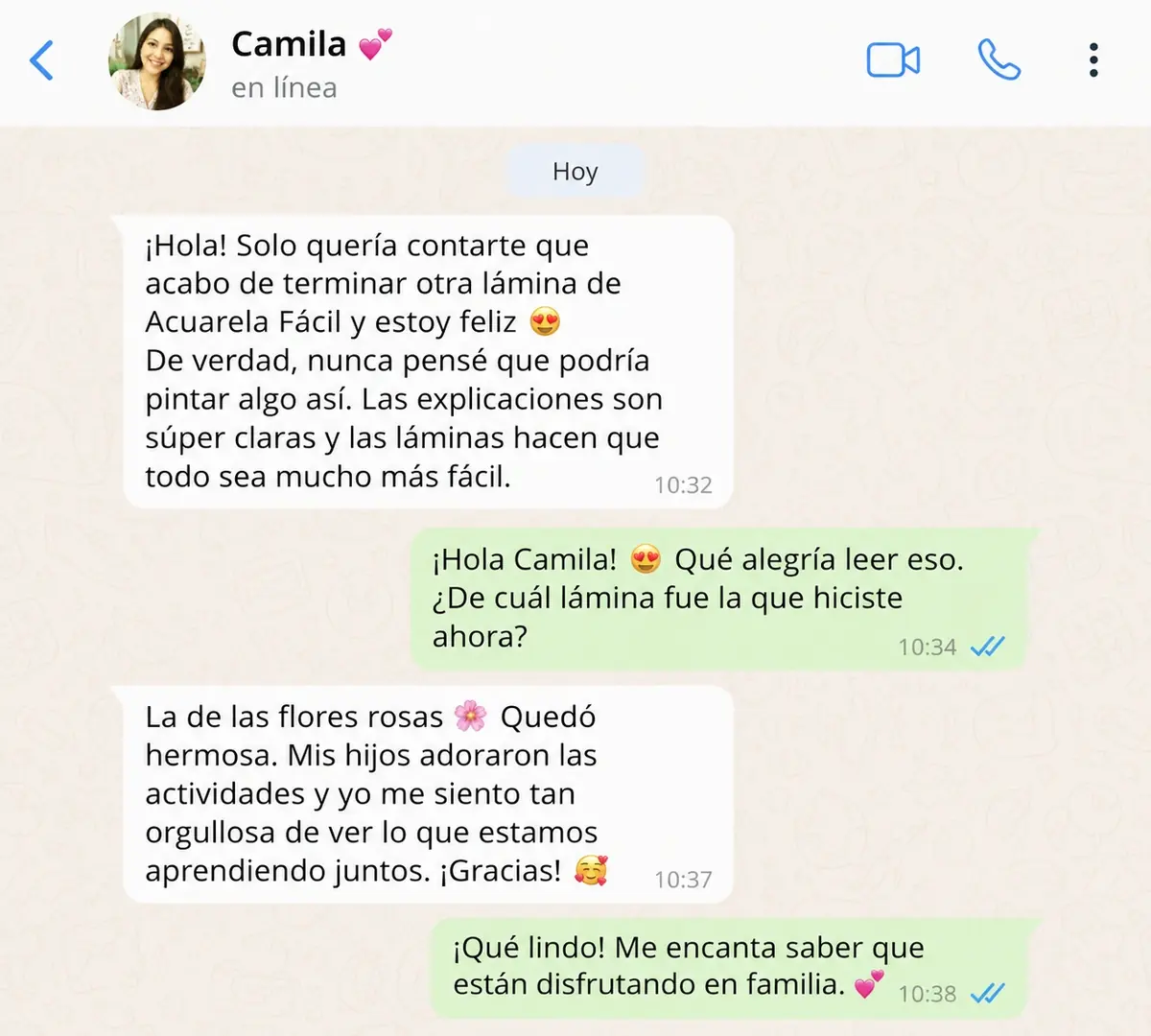 Conversación real de una cliente de Acuarela Fácil